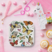 ヴィンテージバタフライ&モス紙プレート ペーパープレート (パーティー)