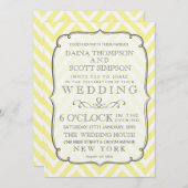 ヴィンテージバターイエローシェストライプブロ結婚ンズ 招待状 (正面/裏面)