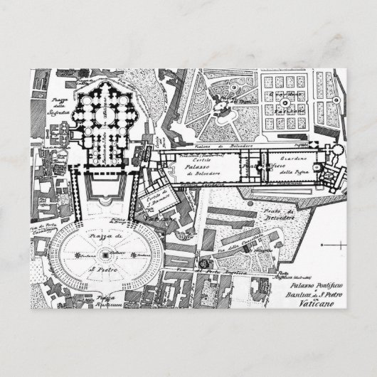 ヴィンテージバチカンの地図(1914年) ポストカード (正面)