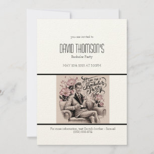 ヴィンテージバチュラーパーティ招待レトロデザイン 招待状