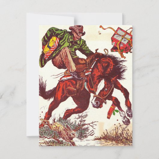 ヴィンテージバッキングブロンコクリスマスカウボーイ シーズンカード (正面)