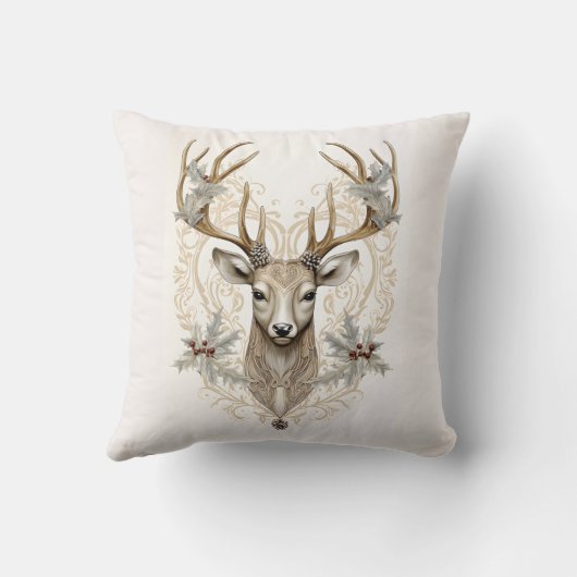 ヴィンテージバックとホリーとベリーのクリスマス クッション (裏面)