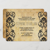 ヴィンテージバックグラウンドの旋回結婚式招待状 招待状 (正面/裏面)