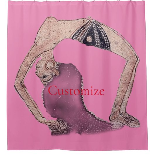 ヴィンテージバックベンドヨガポーズサンダー_コーブ シャワーカーテン (正面)