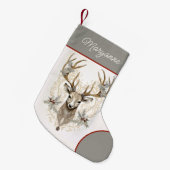 ヴィンテージバックホリーとベリーw名クリスマス スモールクリスマスストッキング (正面 (吊り時))