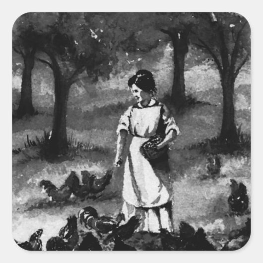 ヴィンテージバックヤードチキン農家 スクエアシール (正面)