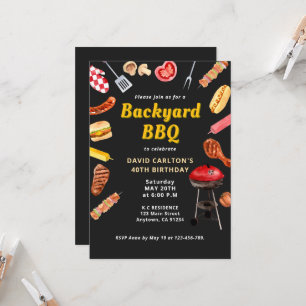 ヴィンテージバックヤードBBQバーベキューバースデーパーティー 招待状