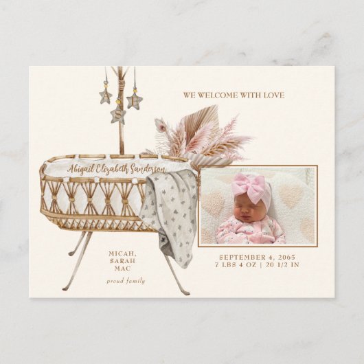 ヴィンテージバッシーネ・パンパス写真誕生のお知らせ ポストカード (正面)