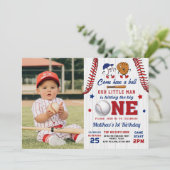 ヴィンテージバッターアップ野球1歳の誕生日の写真 招待状 (スタンド正面)