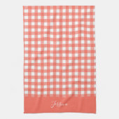 ヴィンテージバッファロープレイドコーラルレッドファームハウス キッチンタオル (縦)