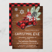 ヴィンテージバッファローレッドトラック&格言クリスマスイブ 招待状 (正面/裏面)