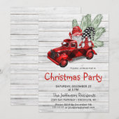 ヴィンテージバッファローレッドトラック&格言ホリデーパーティー 招待状 (正面/裏面)