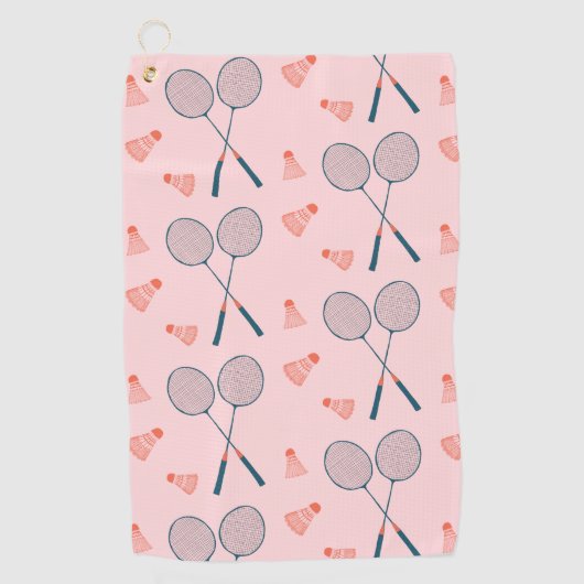 ヴィンテージバドミントンバーディラケットシュトルコック ゴルフタオル (正面)