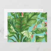 ヴィンテージバナナの葉と花絵を描の ポストカード (正面/裏面)