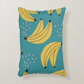 ヴィンテージバナナパターン、青い背景。 アクセントクッション (正面(垂直))