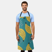 ヴィンテージバナナパターン、青い背景。 エプロン (着用した状態)