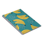 ヴィンテージバナナパターン、青い背景。 ノートブック (右側)