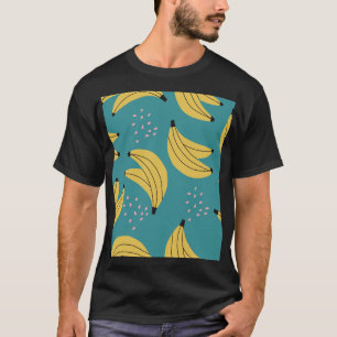 ヴィンテージバナナパターン、青い背景。 Tシャツ