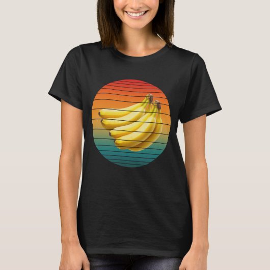 ヴィンテージバナナ果物ヘルシーフードヴィーガン Tシャツ (正面)