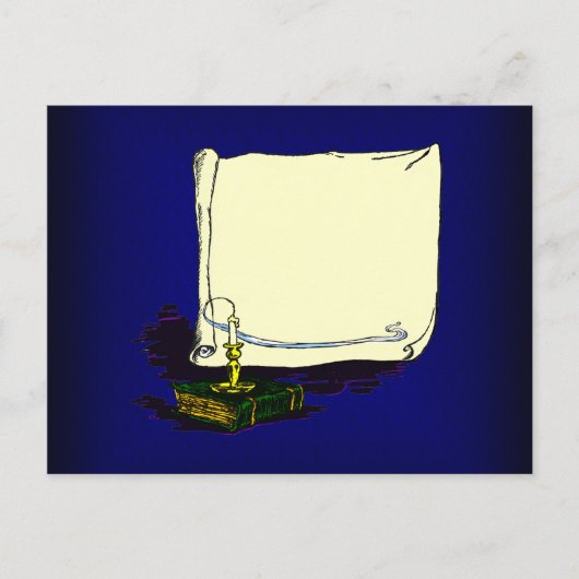 ヴィンテージバナーとろうそく付き本テンプレート ポストカード (正面)