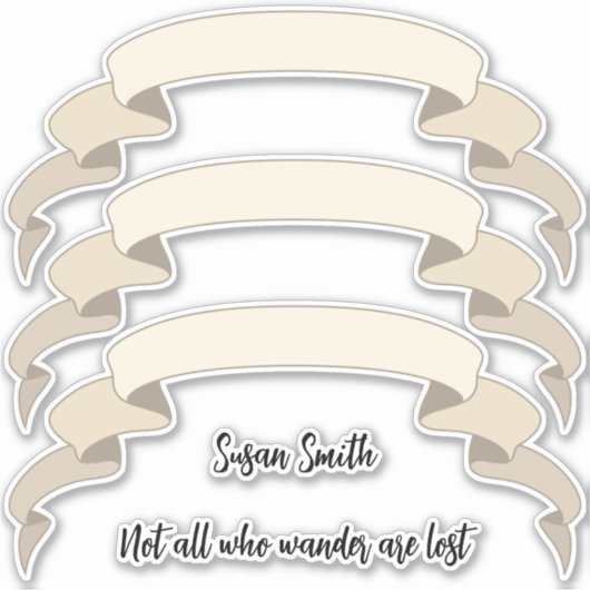 ヴィンテージバナーの名前またはスクラップブック作り用メッセージ シール (正面)