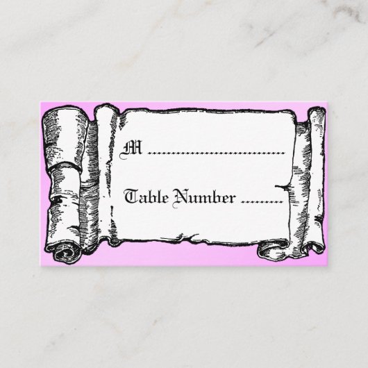 ヴィンテージバナーガラススリッパカスタムテーブルカード プレイスカード (正面)