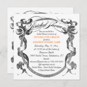 ヴィンテージバナーフローリッシュスクリプトブライダルシャワー 招待状 (正面/裏面)