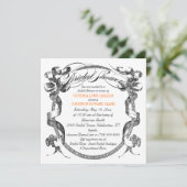 ヴィンテージバナーフローリッシュスクリプトブライダルシャワー 招待状 (スタンド正面)