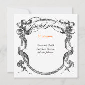 ヴィンテージバナーフローリッシュスクリプトブライダルシャワー 招待状 (裏面)