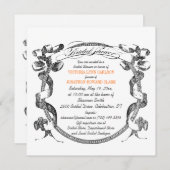ヴィンテージバナーフローリッシュスクリプトブライダルシャワー 招待状 (正面/裏面)