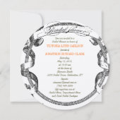 ヴィンテージバナーフローリッシュスクリプトブライダルシャワー 招待状 (正面)