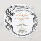ヴィンテージバナーフローリッシュスクリプトブライダルシャワー 招待状 (正面/裏面)