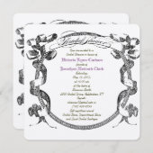 ヴィンテージバナーフローリッシュスクリプトブライダルシャワー 招待状 (正面/裏面)