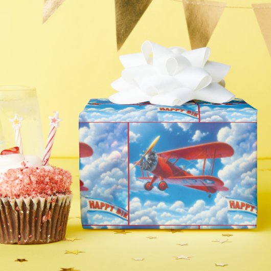 ヴィンテージバナー付き誕生日二面 ラッピングペーパー (誕生日パーティー)