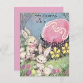 ヴィンテージバニーがイースターの大きな卵を引く シーズンカード (正面/裏面)