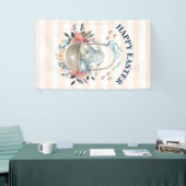 ヴィンテージバニーとかわいらし花模様ハッピーイースター 横断幕 (トレードショー)