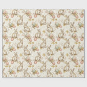 ヴィンテージバニーとイースターエッグパターン ラッピングペーパー (フラット)
