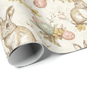 ヴィンテージバニーとイースターエッグパターン ラッピングペーパー (ロールコーナー)