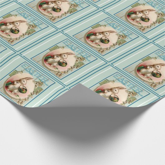 ヴィンテージバニーとイースターエッグ ラッピングペーパー (角)