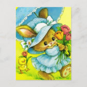 ヴィンテージバニーとシック・イースター シーズンポストカード (正面)