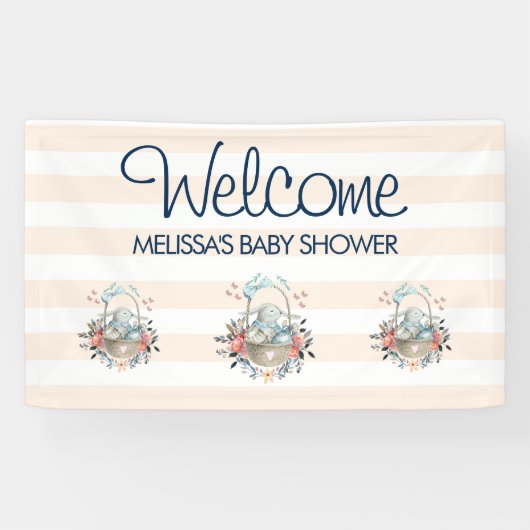 ヴィンテージバニーとドレスベイビーシャワー 横断幕 (横)