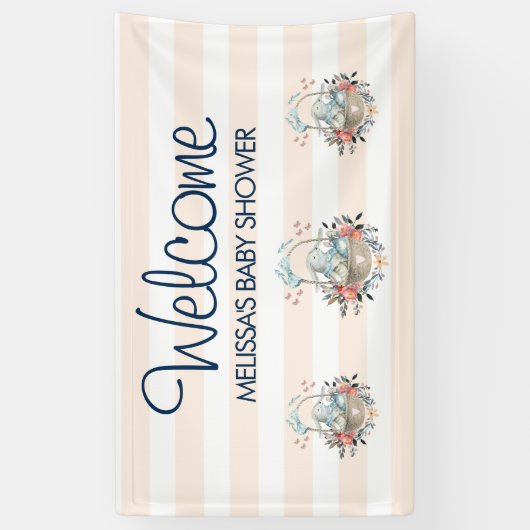 ヴィンテージバニーとドレスベイビーシャワー 横断幕 (縦)