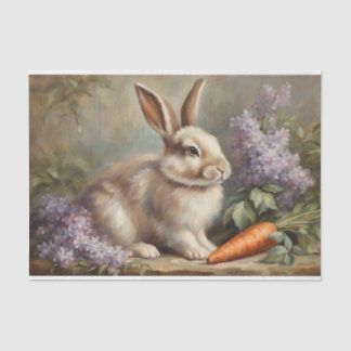 ヴィンテージバニーと薄紫花とニンジン 薄葉紙