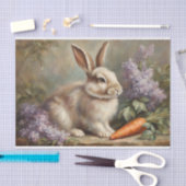 ヴィンテージバニーと薄紫花とニンジン 薄葉紙 (クラフト)