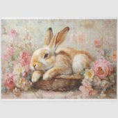 ヴィンテージバニーのバスケットフローラエレガンスデクページ 薄葉紙 (正面)