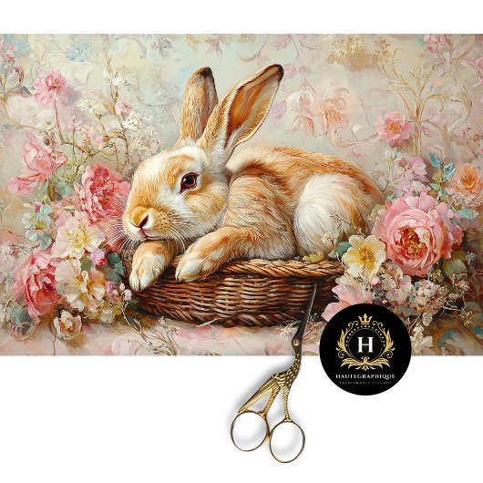 ヴィンテージバニーのバスケットフローラエレガンスデクページ 薄葉紙