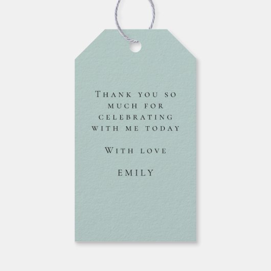 ヴィンテージバニーアヒル卵ブルーベビーシャワーありがとう ギフトタグ (裏面)