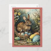 ヴィンテージバニーイースターエッグフォレスト シーズンポストカード (正面/裏面)