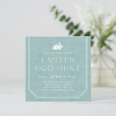 ヴィンテージバニーイースターエッグ狩り招待状-ティール（緑がかった色） 招待状 (スタンド正面)