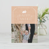 ヴィンテージバニーイースターフォトカード – オレンジ 招待状 (スタンド正面)